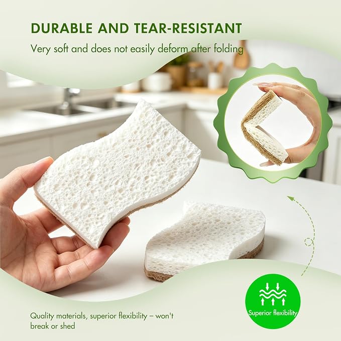SetSail Natural Kitchen Sponges, 12 Pack Biodegradable Dish Sponges | Non - Image 6
