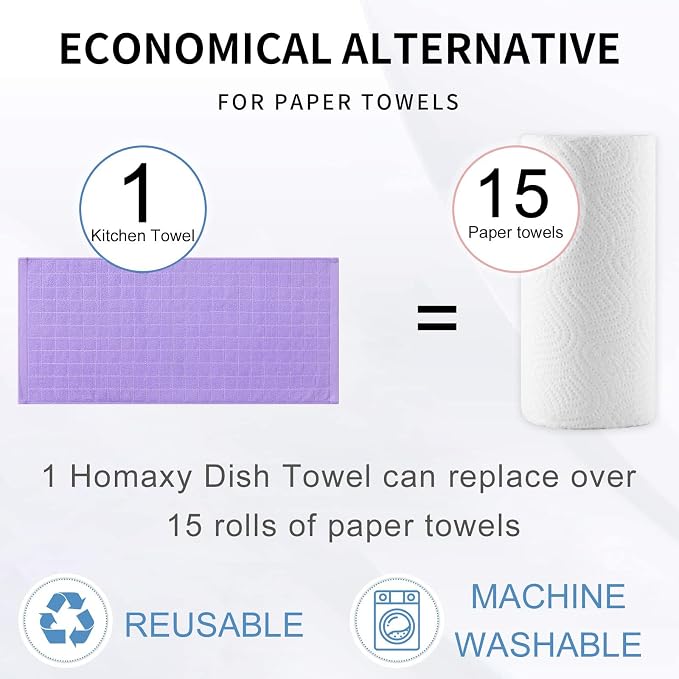 Homaxy 100% Cotton Terry Kitchen Towels, 8 Pack - Image 7