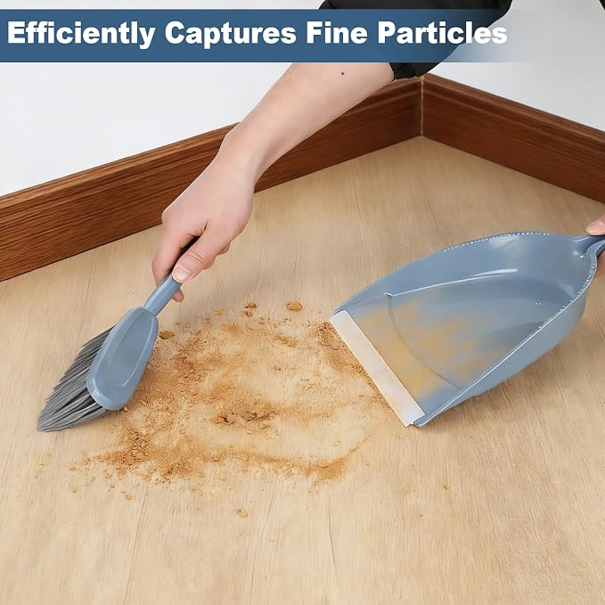 Hand Broom and Dustpan with Squeegee, Mini Dust Pan and Brush Set with a Scraper - Image 6