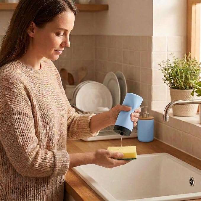 Dish Soap Dish Dispenser, 240ml Silicone Squeeze Washing Up Liquid and Hand - Image 7
