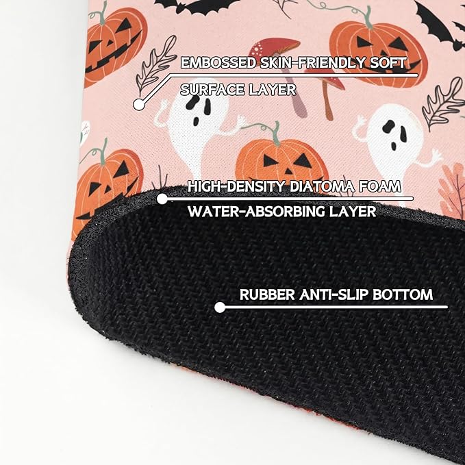 Halloween Kitchen Sink Splash Guard Faucet Mat, Pumpkin Plants Ghost Bat - Image 5