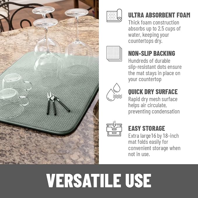 Bellemain Dish Drying Mat, Drying Matt Kitchen Counter - Image 4