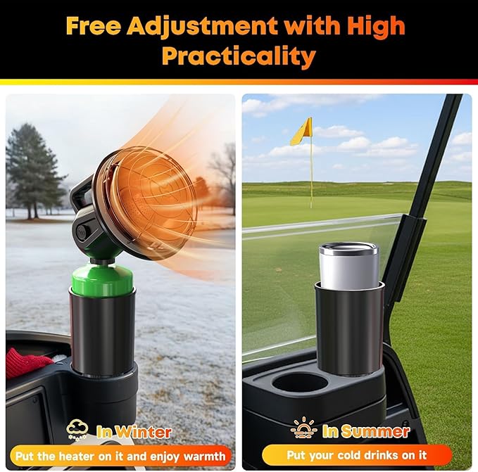 Golf Cart Cup Holder & Propane Heater Holder Universal Adjustable, Fits EZGO, Club Car, Yamaha, Higher Cup Holder for Securely Holds 16 oz Propane Tanks, Golf Cart Heaters & Large Drink Container
