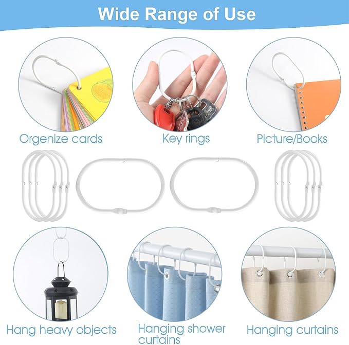 Shower Curtain Rings, Oval Snap Shower Rings - Image 6