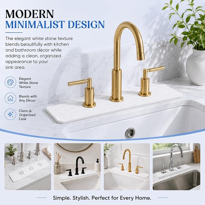3 Hole Absorbent Faucet Mat, Quick Dry Diatomite Sink Splash Guard | Absorbent - Image 6