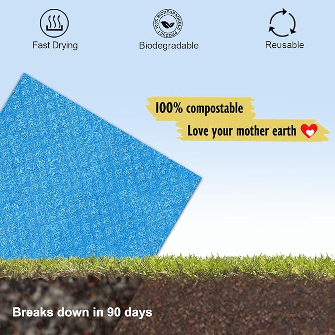 MoLKENE Swedish Dishcloths for Kitchen, 6 Pack Cellulose Sponge Cloths | - Image 6