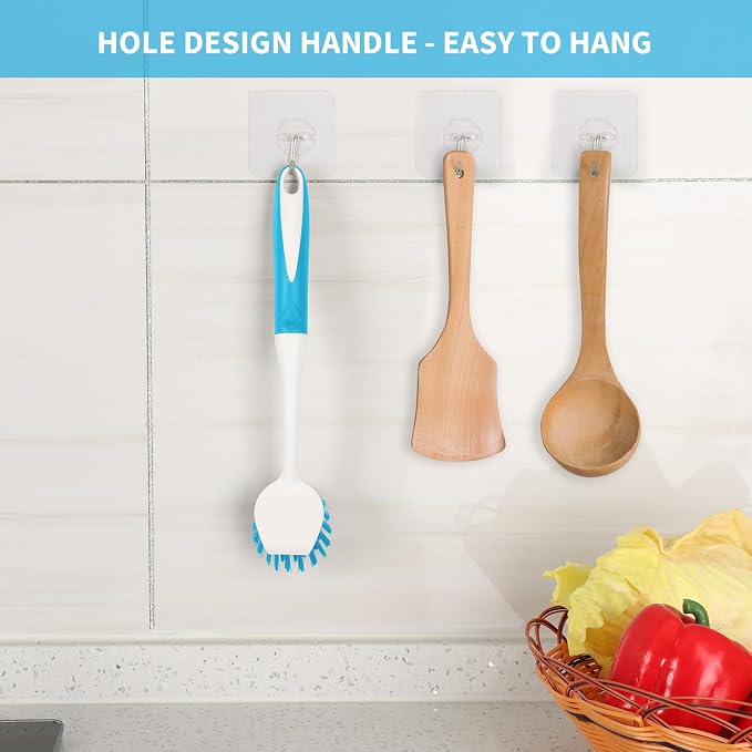 Dish Brush with Handle, 2 Pack Scrub Brushes - Image 6