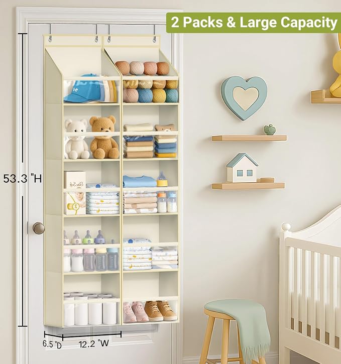 AOODA 2 Pack Over the Door Organizer, Large Capacity Closet Door Hanging - Image 2