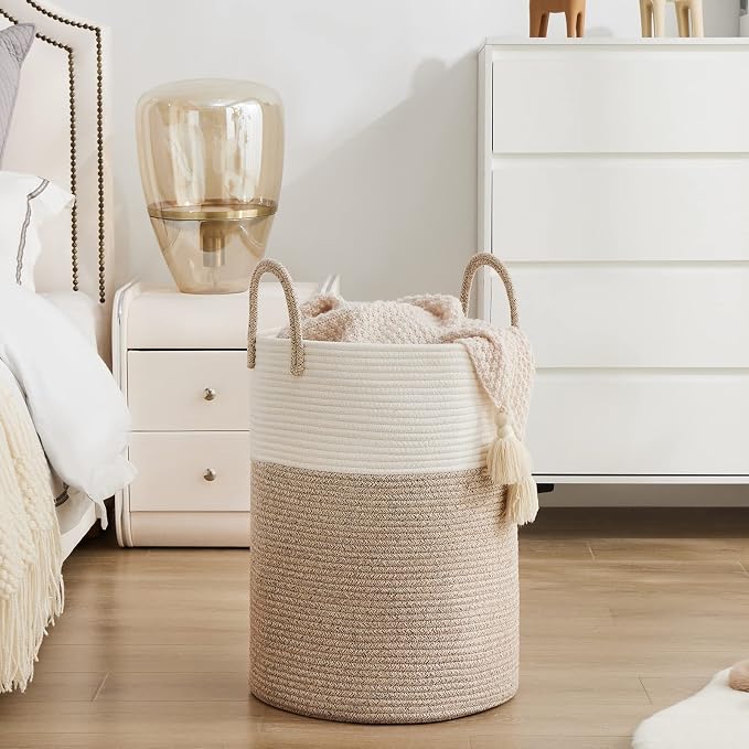 YOUDENOVA Cotton Rope Laundry Hamper Basket, 72L Blanket Basket - Image 4