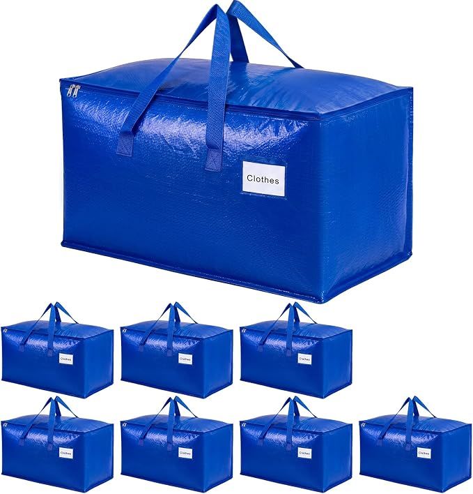KYODOLED 8 Pack Blue Moving Bags, 24 Gal Large Storage Totes by KYODOLED