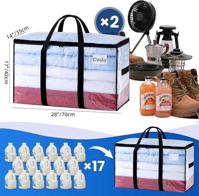 TAILI 2 Pack Clear Extra Large Moving Bags, Storage Bag - Image 6