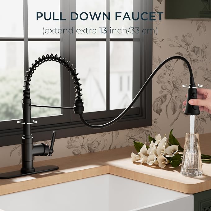 FORIOUS Vintage Black Kitchen Faucet - Image 3