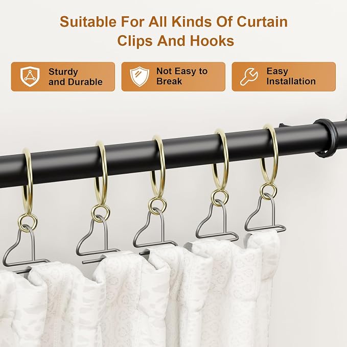 24 Pack Gold Metal Curtain Rings - Image 6