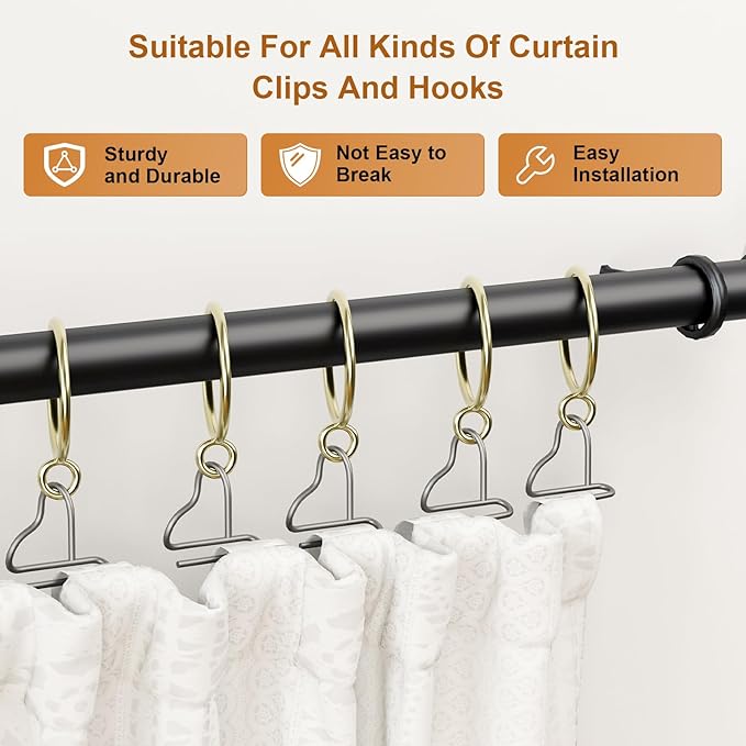 24 Pack Gold Metal Curtain Rings - Image 6