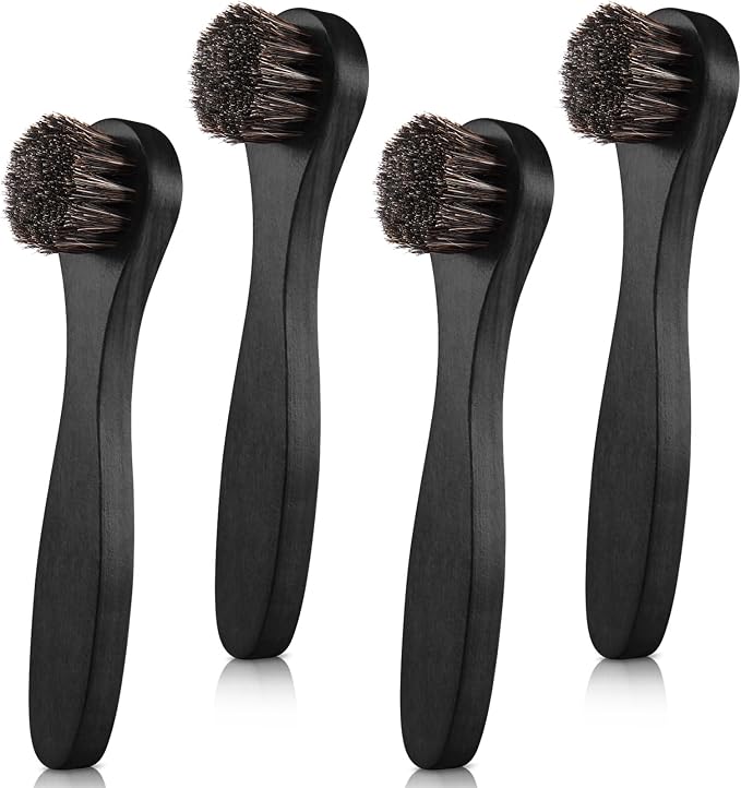 4 Pcs Horsehair Shine Shoes Brush Kit Polish Dauber Applicators Cleaning by ZJoey