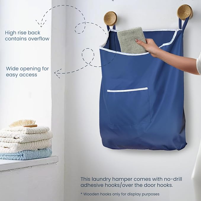 TFLC Over the Door Hanging Laundry hamper bag, 18x4.75x28" - Image 4