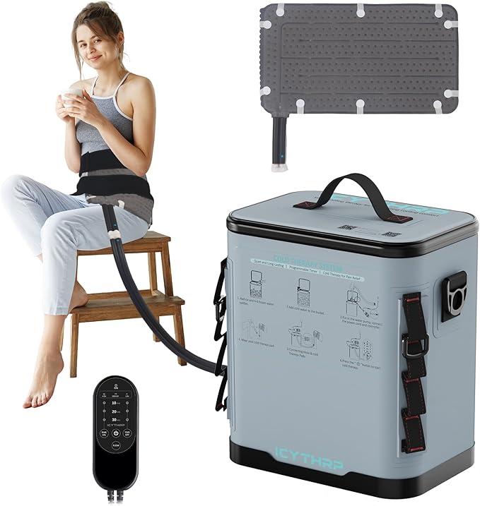 Cold Therapy Machine with Programmable Timer, Portable Ice Machine for Hip After Surgery, Hip Replacement Recovery System, Cryotherapy Pain Relief with Compression Pad