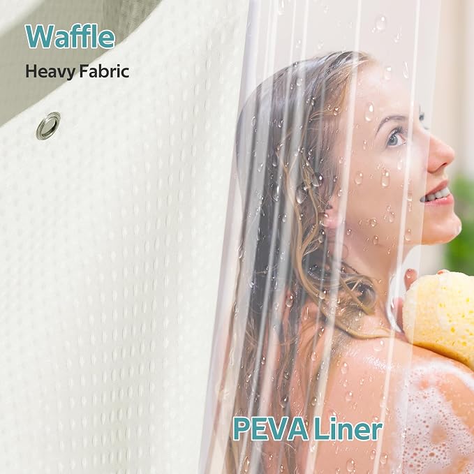 Vipfree 3 in 1 Shower Curtain Set, Waffle Shower Curtain and Liner Set - Image 3
