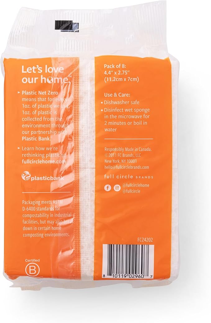 Full Circle 100% Plant-Based Cellulose Sponges, Natural Sponge - Image 3