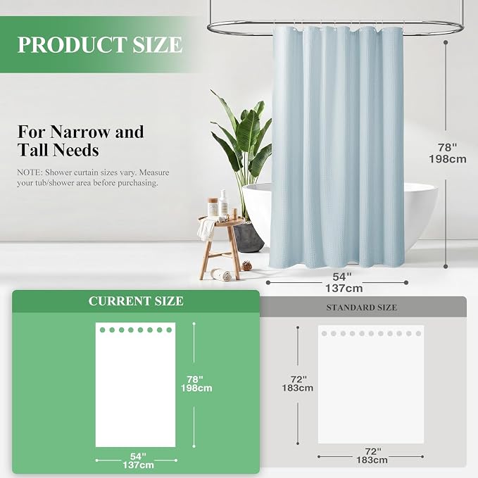 Dynamene Stall Waffle Shower Curtain 256 GSM Heavy Fabric 54x78 Fog Blue - Image 2