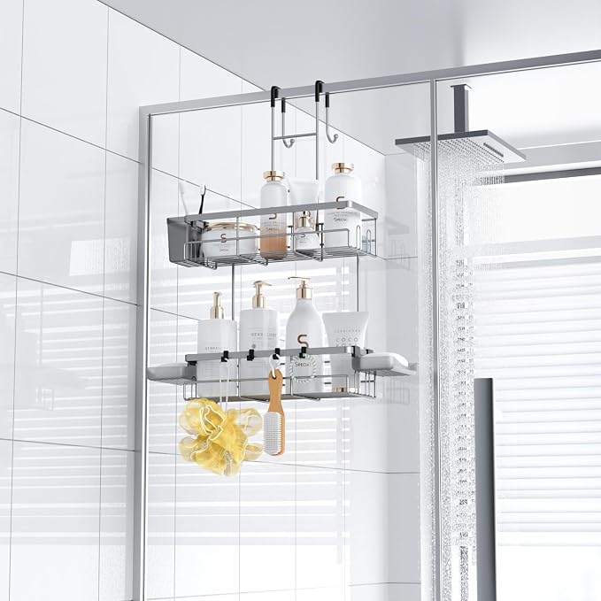 Aitatty Hanging Shower Caddy Over Door: No Drill Rustproof Shower Shelf - Image 6