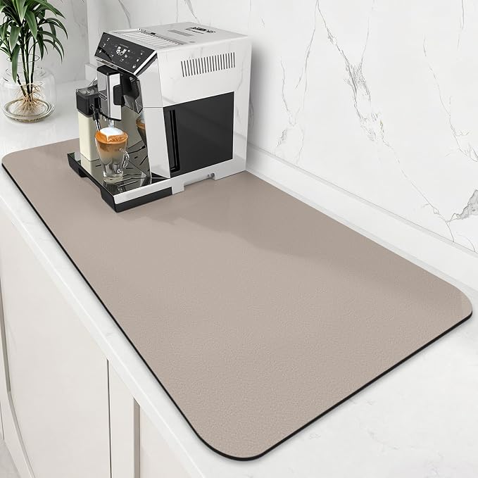 Coffee Mat Super Absorbent Dish Drying Mat Coffee Bar Mat 18"x 36", Khaki | by WiseLife