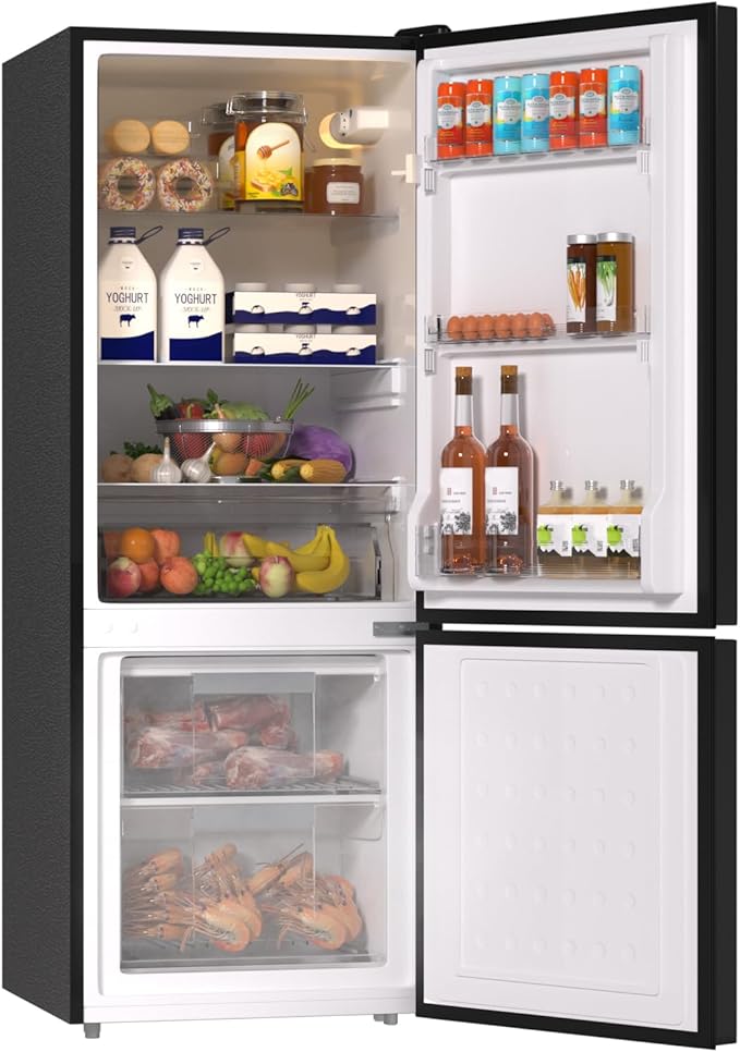 BANGSON 7.1 Cu.Ft Refrigerator with Freezer, Apartment Size Fridge with Bottom Freezer, for Apartment, Office, Kitchen and Garage, Stainless Steel, Silver