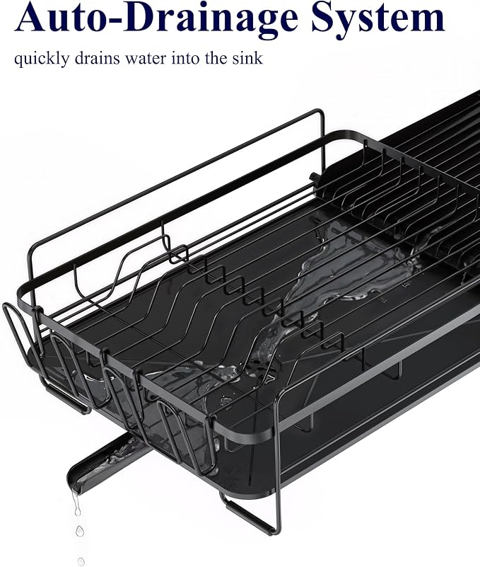 Kitsure Extendable Dish Drying Rack, 19.2"-26.7" L x 12.9" W, Anti-Rust Dish - Image 6