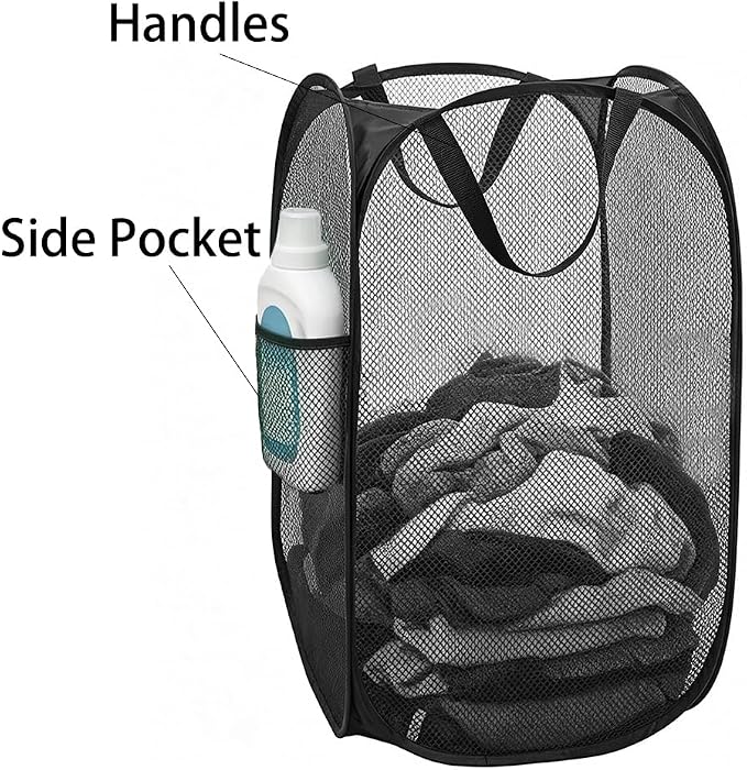 Larpur Popup Mesh Laundry Basket, Collapsible and Portable Clothes Washing - Image 3