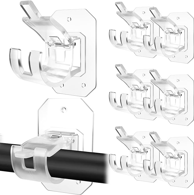 8PCS Upgraded No Drill Curtain Rod Brackets No Drilling Curtain Rod Holders by Codoule