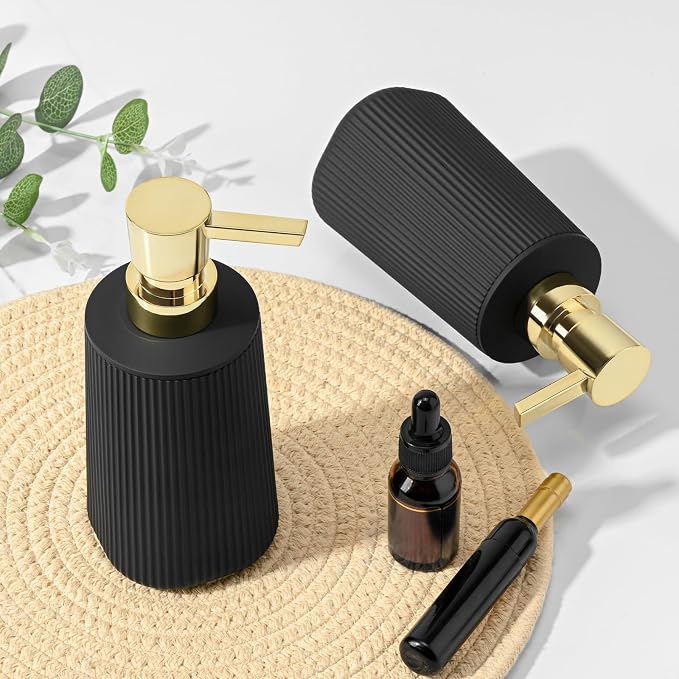 Black and Gold 2 Pack Hand Soap Dispensers Set | - Image 5