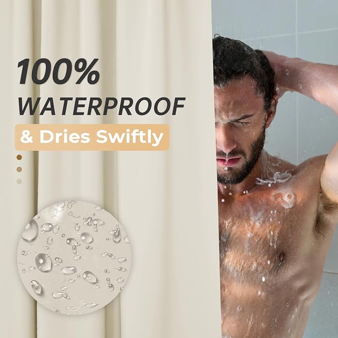 AmazerBath Beige Shower Curtain Liner Plastic, 8G PEVA Shower Liner Cream - Image 5
