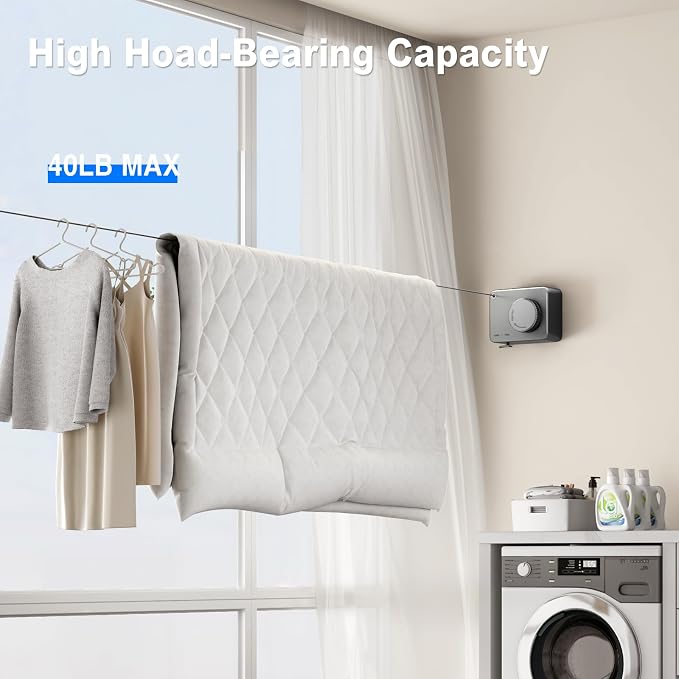 MUSTORN Retractable Clothesline Indoor, Non-Sagging Outdoor Clothes Line - Image 4