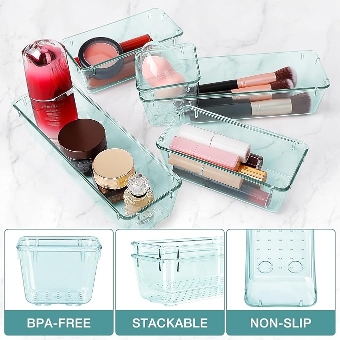 16 PCS Drawer Organizer Set, 5 Size Bathroom and kitchen organizer Trays | - Image 3