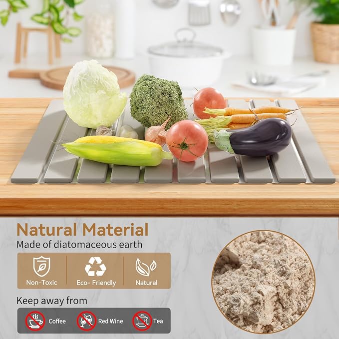 Foldable Stone Dish Drying Mat, 23.6"x15.3" Quick Dry Kitchen Board | Made of - Image 5