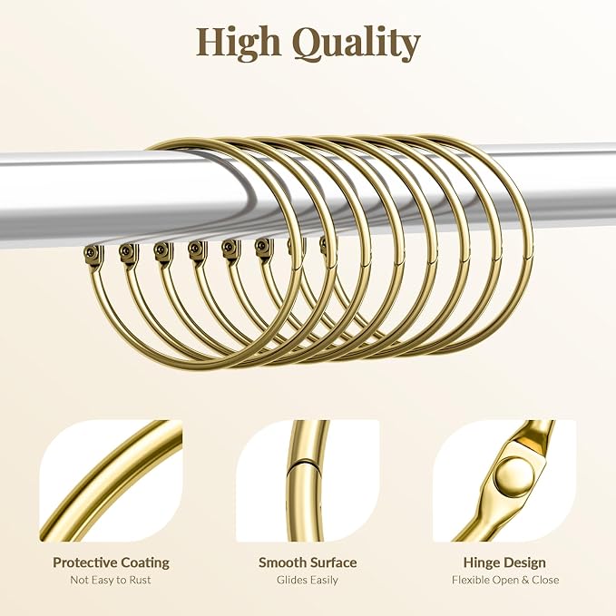 Bathway Shower Curtain Rings, Shower Curtain Hooks Rust Proof Shower Rings - Image 2