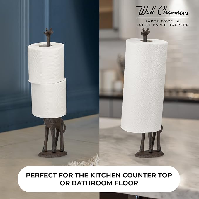 WallCharmers Rustic Paper Towel Holder, Metal Toilet or Kitchen Paper Holder - Image 3