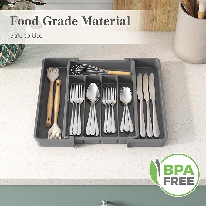 Lifewit Expandable Silverware Drawer Organizer, Kitchen Utensil Tray | BPA-free - Image 6