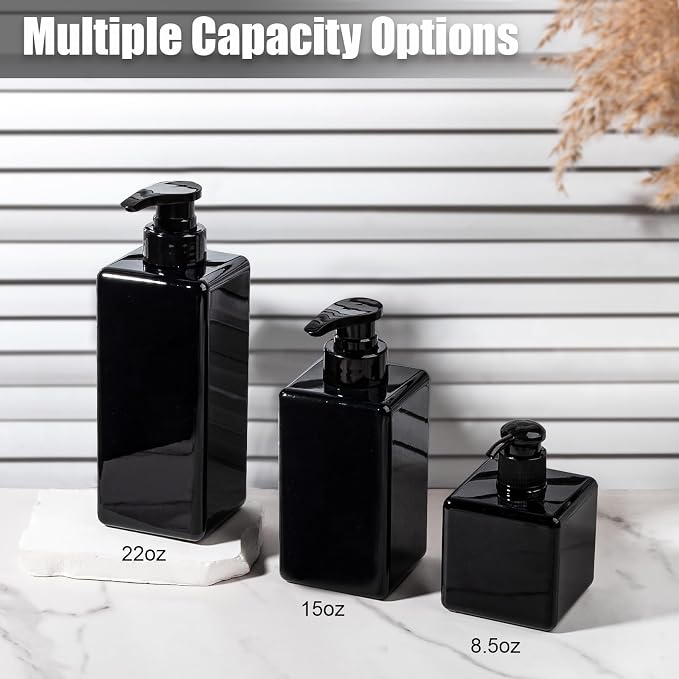 Refillable Lotion Soap Dispenser Plastic Pump Bottle 22oz Black 2 Pack | - Image 7