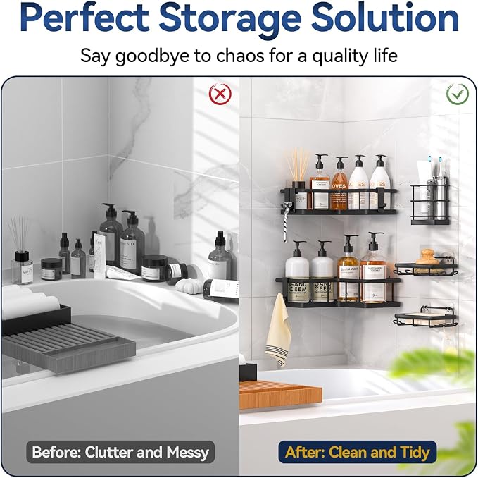 YASONIC Corner Shower Caddy Adhesive, 100% Rustproof Shower Organizer - Image 8