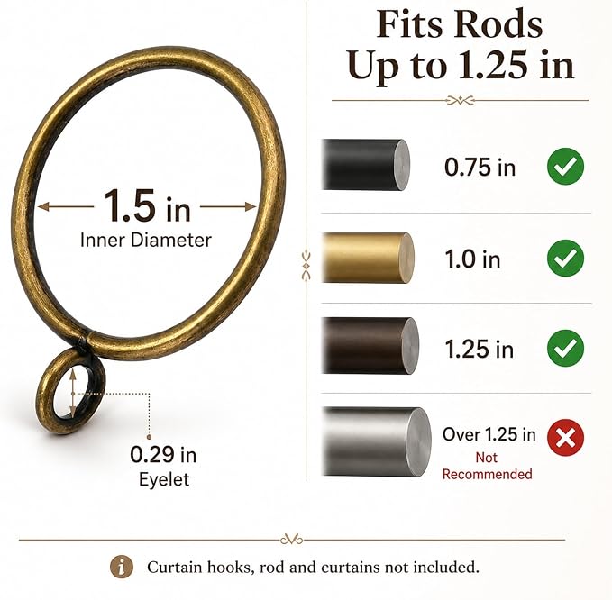 60 Pack Bronze Curtain Rings - Image 2