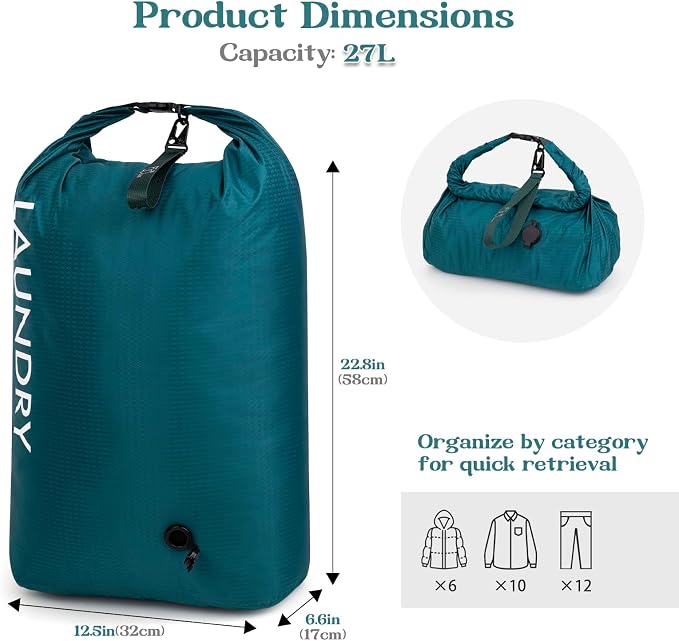 Travel Laundry Bag, Vacuum Compression Dirty Clothes Travel Bag - Image 2