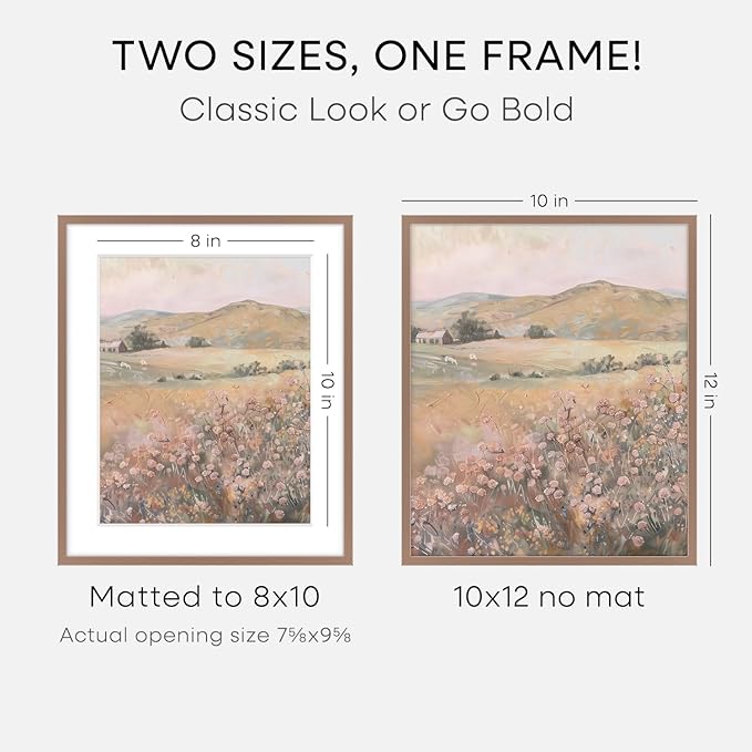 Homeforia 10x12 Picture Frame Mocha, High End Metal 10x12 Poster Frames with Mat for 8x10, 10 x 12 Mocha Frame Matted to 8 x 10 inch Photo, 10by12 Thin Hanging Frames, Tempered Glass, Wall Kit, Set of 1