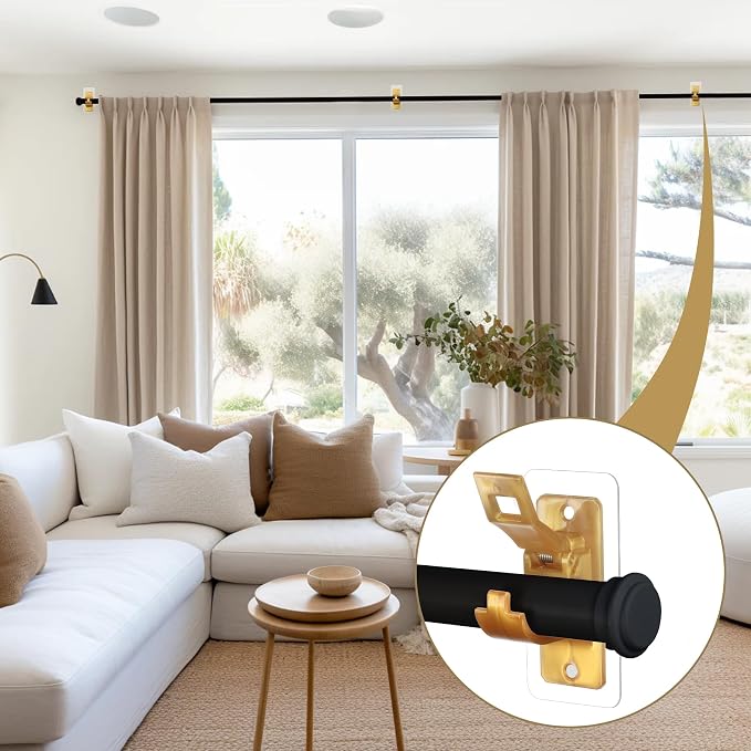 4 Pack No Drill Curtain Rod Brackets, Adhesive Curtain Rod Holders | No Drilling - Image 8