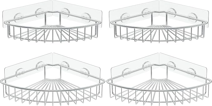SMARTAKE 4-Pack Corner Shower Caddy, SUS304 Stainless Steel, Wall Mounted by SMARTAKE