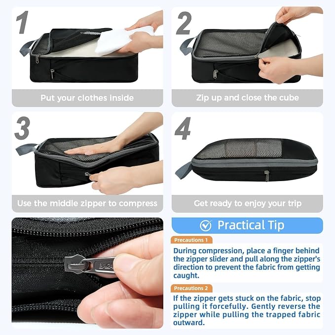 BAGAIL 4 Set/6 Set/8 Set Compression Packing Cubes Travel Accessories - Image 3