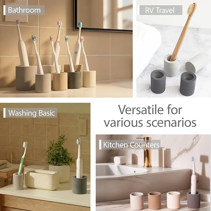 Diatomite Toothbrush Holder, Quick Dry Bathroom Stand | Water Absorbing - Image 4