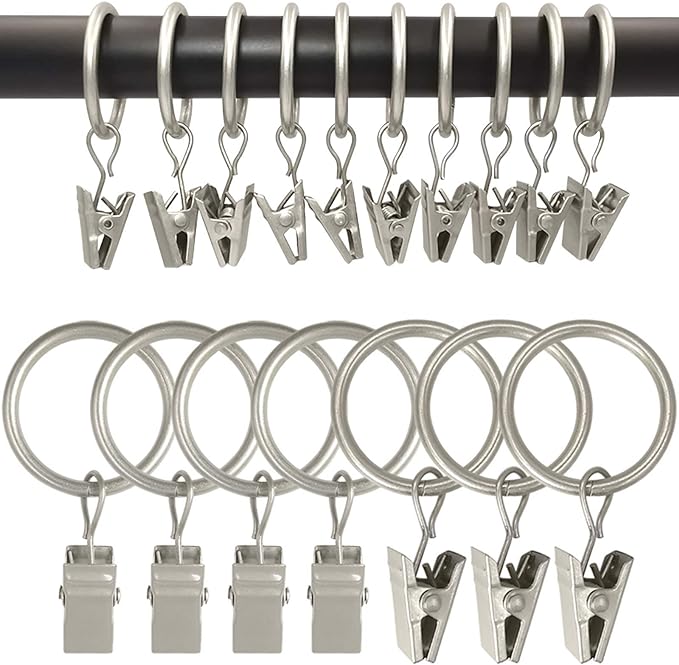 100 Pack Metal Curtain Rings by AMZSEVEN