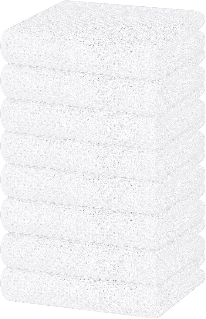 Homaxy 100% Cotton Waffle Weave Kitchen Dish Towels 8-Pack, Ultra Soft by Homaxy