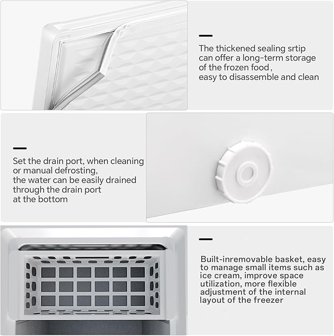 Kismile 7.0 Cubic Feet Chest Freezer with Removable Baskets Free Standing Top Open Door Compact Freezer with Adjustable Temperature for Home/Kitchen/Office/Bar (7.0 Cu.Ft, White)